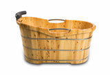 PureHaven freistehende Holzbadewanne 150x67x82 cm aus Zedernholz 150 L ergonomische Formgebung pflegeleichte Oberfläche verstärkter Rahmen mit Ablauf