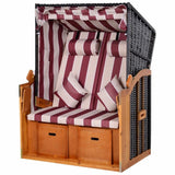 PureHaven Strandkorb 118x79x150 cm für 2 Personen inkl. Rücken- und Sitzkissen verstellbare Rückenlehne Klapptische und Fußstützen rose