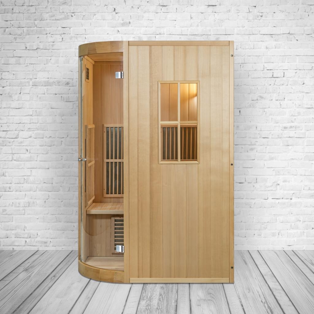 PureHaven Infrarotsauna 125x110x190 cm für 2 Personen kombiniert mit Saunaofen aus kanadischem Hemlockholz energiesparend Saunasteine