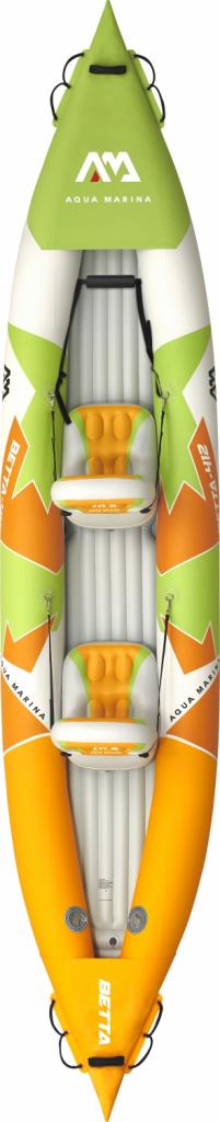 Aqua Marina Kajak 412x83 cm für 2 Personen mit Luftsitz verstellbarer Lehne Transporttasche Reparaturset Handpumpe strapazierfähig Grün/Weiß/Orange
