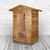PureHaven Infrarotkabine 120x120x210 cm aus kanadischem Hemlock-Holz Bluetooth-Soundsystem Timer Lichttherapie in 4 Farben digitale Steuerung