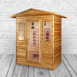 PureHaven Infrarotkabine 153x125x210 cm aus kanadischem Hemlock-Holz Bluetooth-Soundsystem Timer Lichttherapie in 4 Farben digitale Steuerung