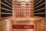 PureHaven Infrarotkabine 120x105x190 cm aus kanadischem Hemlock-Holz Bluetooth-Soundsystem Timer Lichttherapie in 4 Farben digitale Steuerung