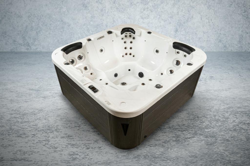 PureHaven American Outdoor-Whirlpool 215x215 cm 5 Personen Rücken- Gesäß- Nacken- & Fußreflexzonenmassage Filtersystem Wasserfall 1650 L