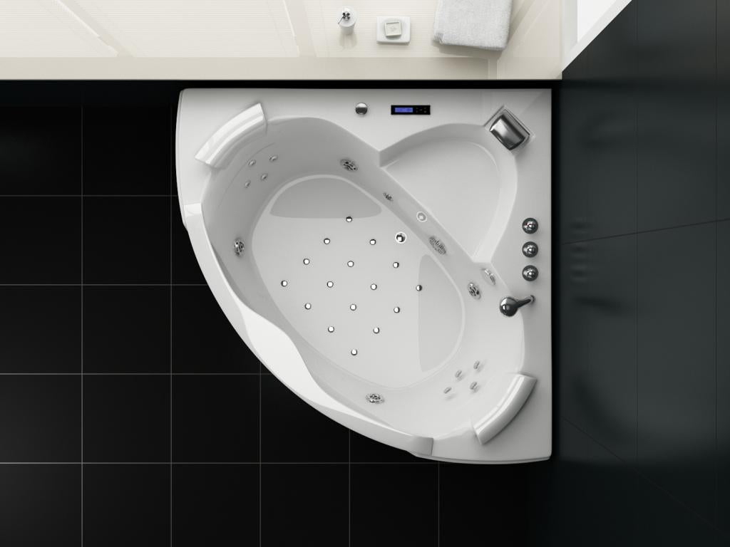 PureHaven Whirlpool 150x150 cm elegantes Design Heizung Lichttherapie Soundsystem Reinigungsprogramm Bluetooth-Soundsystem