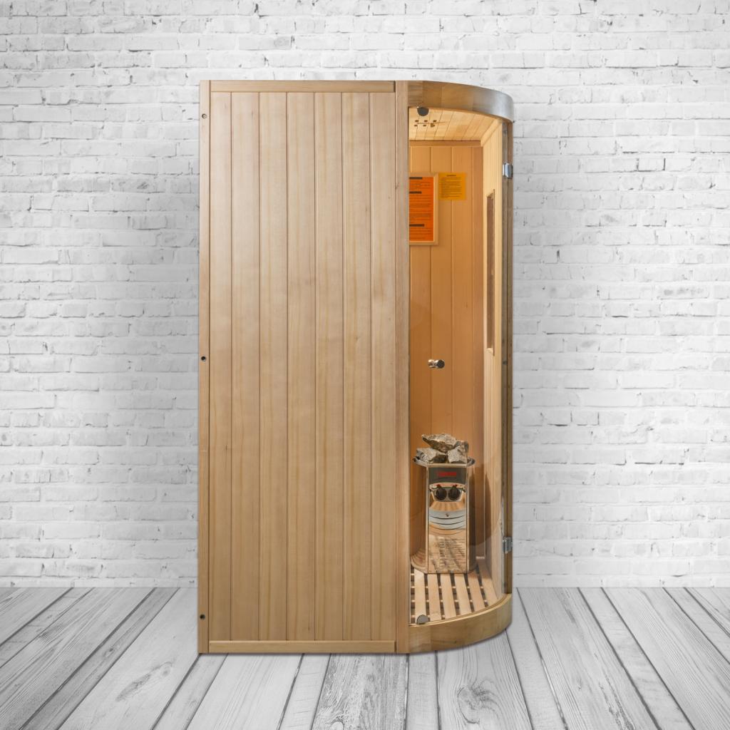 PureHaven Infrarotsauna 125x110x190 cm für 2 Personen kombiniert mit Saunaofen aus kanadischem Hemlockholz energiesparend Saunasteine