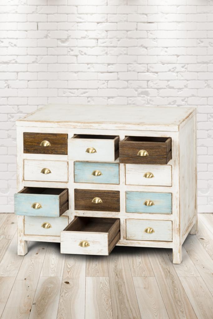PureHaven Kommode 110x43x90 cm im Vintage Style Unikat aus Vollholz handgefertigt stilvolles Design Kieferholz standsicher und stabil