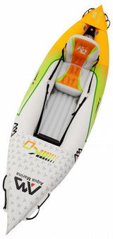 Aqua Marina Kajak 312x83 cm für 1 Person mit Luftsitz verstellbarer Lehne Transporttasche Reparaturset und Handpumpe strapazierfähig Grün-Weiß-Orange