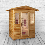 PureHaven Infrarotkabine 153x125x210 cm aus kanadischem Hemlock-Holz Bluetooth-Soundsystem Timer Lichttherapie in 4 Farben digitale Steuerung