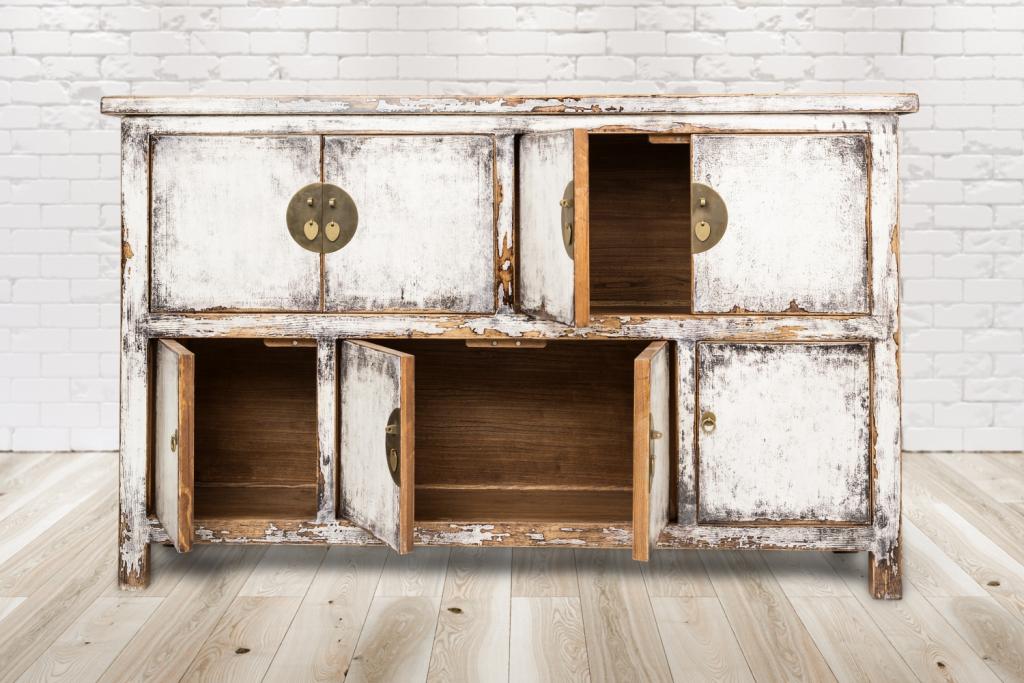 PureHaven Kommode 170x43x104 cm im Vintage Style aus Vollholz handgefertigt stilvolles Design Kieferholz standsicher und stabil