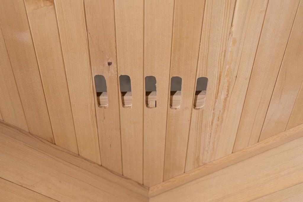 PureHaven Infrarotkabine 150x150x60x120x60 cm aus kanadischem Hemlock-Holz Bluetooth-Soundsystem Lichttherapie in 4 Farben digitale Steuerung