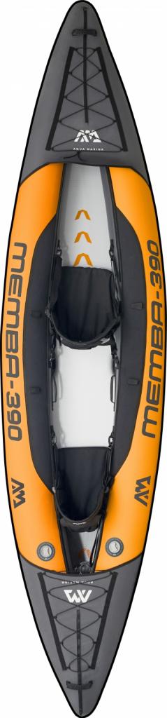 Aqua Marina Kajak 390x90 cm für 2 Personen mit Luftsitz verstellbarer Lehne Transporttasche Reparaturset Handpumpe strapazierfähig Orange/Anthrazit