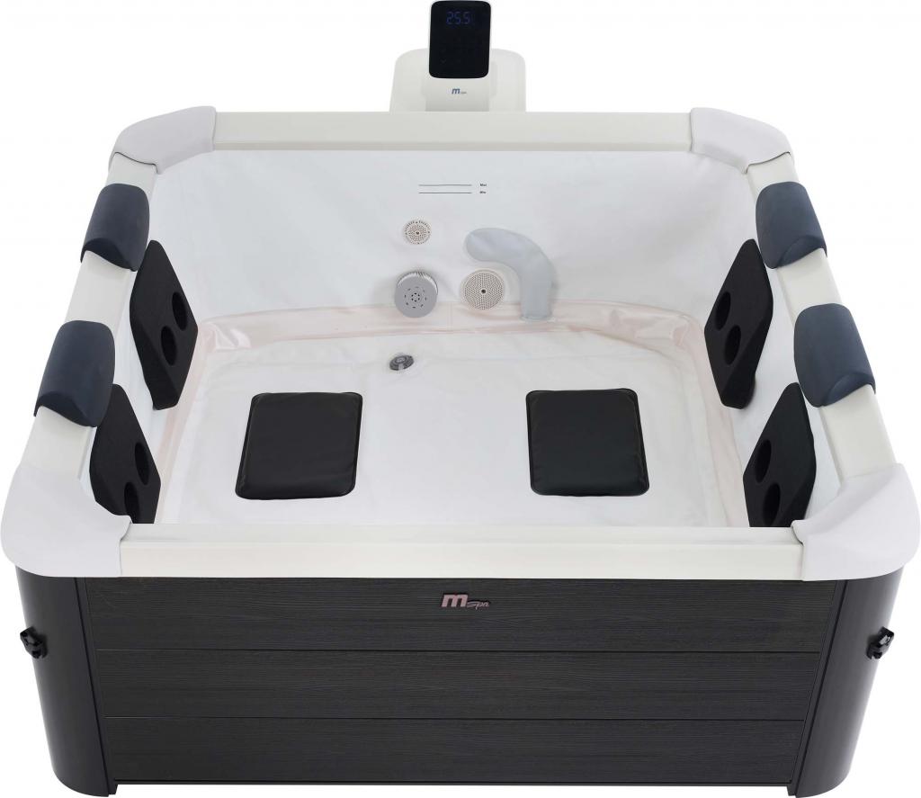 MSpa PureHaven aufblasbarer Whirlpool OSLO 160x160x65cm für 6 Personen 120 Massagedüsen LEDs Heizung App-Steuerung Desinfektion selbreinigend Braun