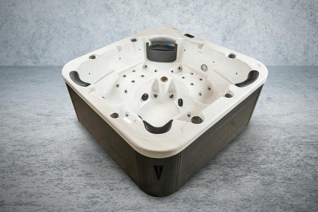 PureHaven American Outdoor-Whirlpool 215x215 cm 5 Personen Rücken- Gesäß- Nacken- & Fußreflexzonenmassage Filtersystem Wasserfall 1650 L