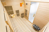 PureHaven Infrarotsauna 160x210x200 cm für 6 Personen Saunaofen aus kanadisches Hemlock-Tannenholz Thermometer Schöpfkelle Saunasteine