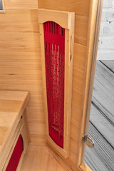 PureHaven Infrarotkabine 150x150x60x120x60 cm aus kanadischem Hemlock-Holz Bluetooth-Soundsystem Lichttherapie in 4 Farben digitale Steuerung