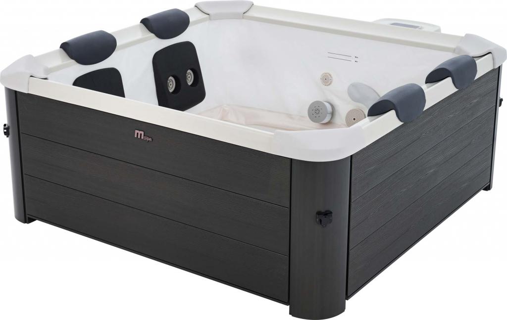 MSpa PureHaven aufblasbarer Whirlpool OSLO 160x160x65cm für 6 Personen 120 Massagedüsen LEDs Heizung App-Steuerung Desinfektion selbreinigend Braun