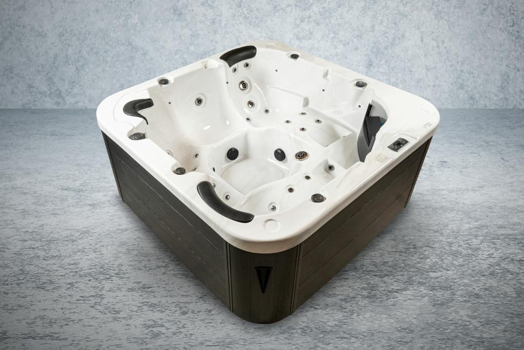 PureHaven American Outdoor-Whirlpool 215x215 cm 5 Personen Rücken- Gesäß- Nacken- & Fußreflexzonenmassage Filtersystem Wasserfall 1650 L