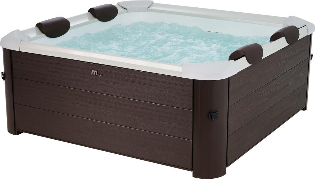 MSpa PureHaven aufblasbarer Whirlpool TRIBECA 160x160x65cm für 6 Personen 120 Massagedüsen Heizung App-Steuerung Controlbox Desinfektion selbreinigend Braun