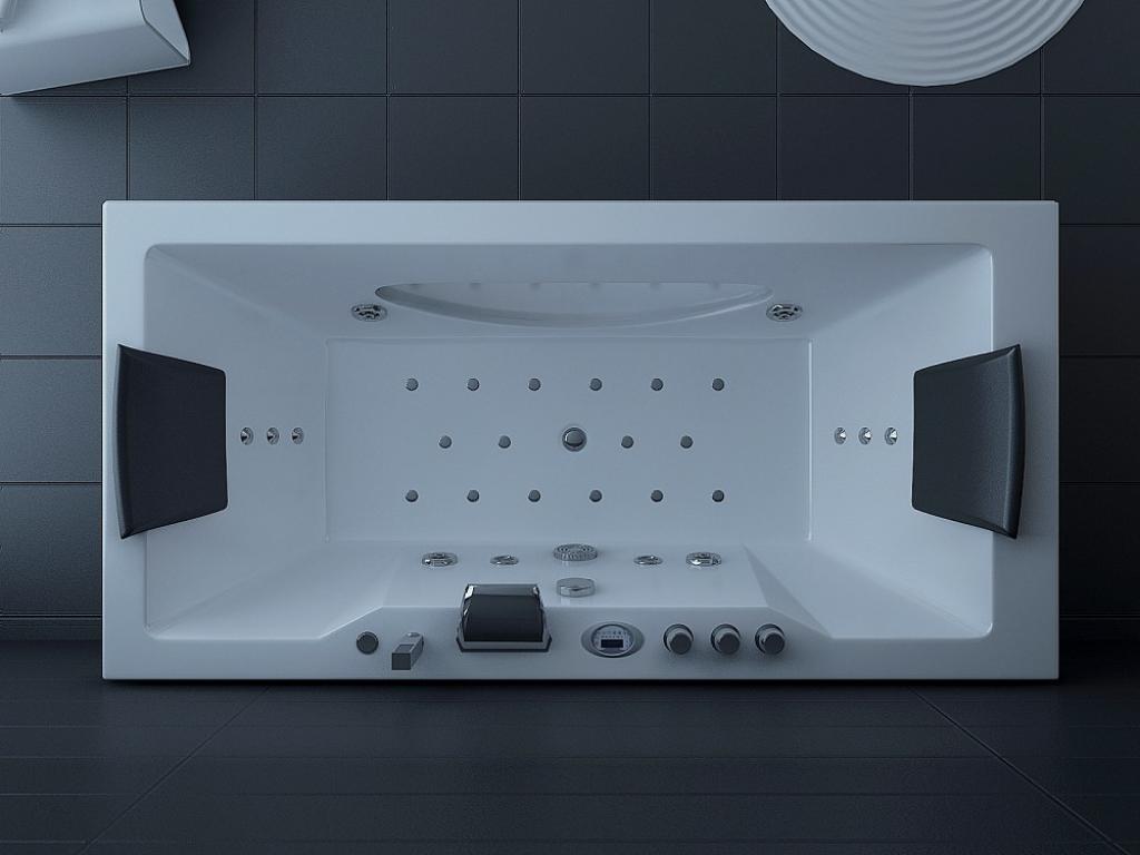 PureHaven Whirlpool 180x90 cm Heizung Reinigungsprogramm & Lichttherapie Wasserfall Bluetooth-fähiges Soundsystem