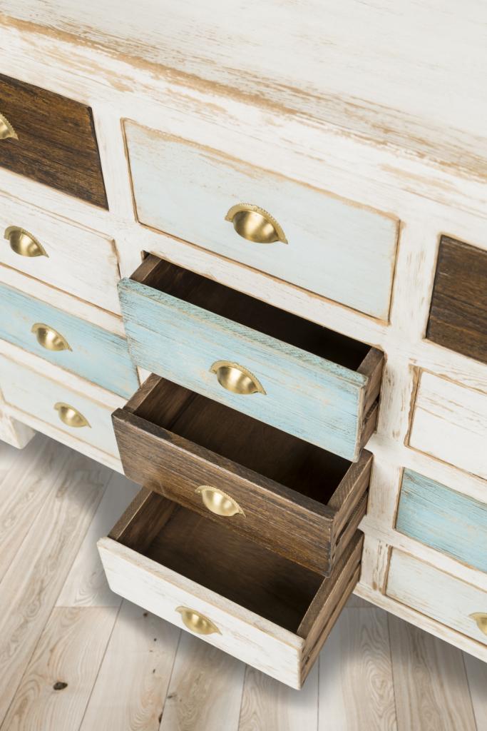 PureHaven Kommode 110x43x90 cm im Vintage Style Unikat aus Vollholz handgefertigt stilvolles Design Kieferholz standsicher und stabil