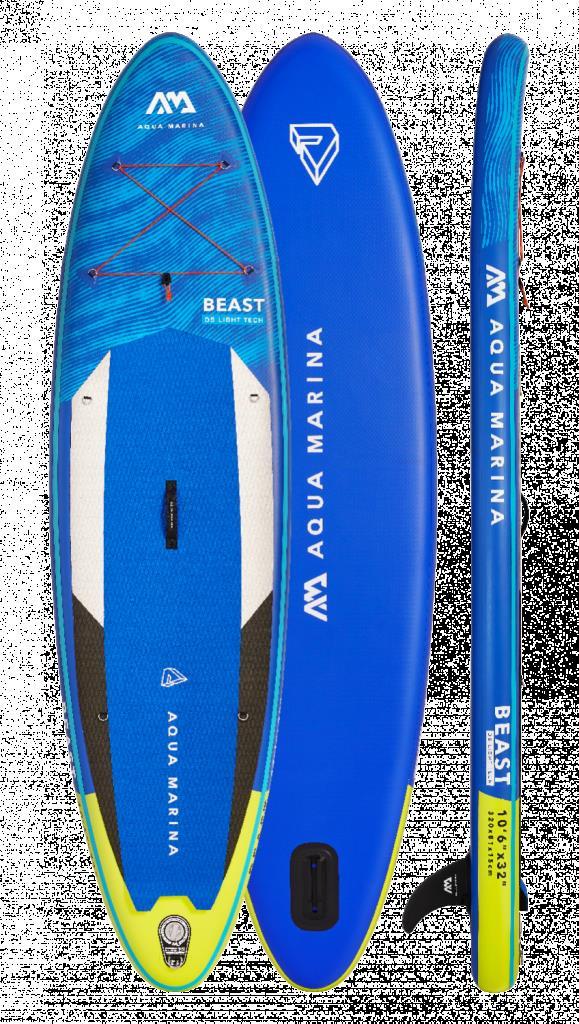 Aqua Marina SUP Board 320x81cm mit Reißverschlussrucksack Double Action-Pumpe LIQUID AIR V1 Paddel Einschub-Mittelfinne Sicherheitsleine Blau