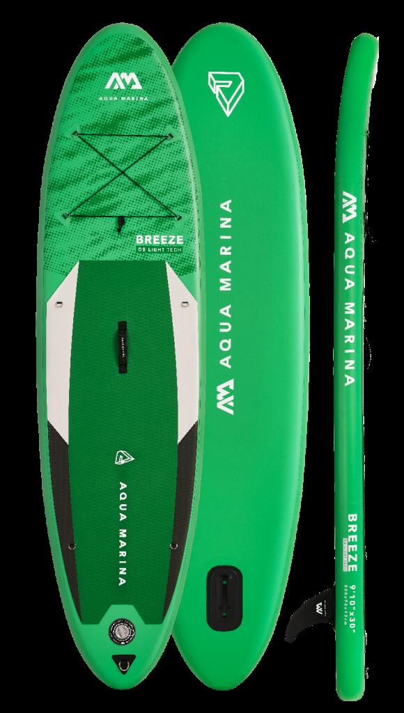 Aqua Marina All-Around SUP Board 300x76cm mit Reißverschlussrucksack Double Action-Pumpe LIQUID AIR Paddel Einschub-Mittelfinne Sicherheitsleine Grün