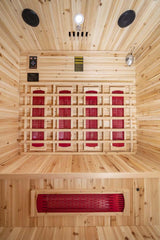 PureHaven Infrarotkabine 153x125x210 cm aus kanadischem Hemlock-Holz Bluetooth-Soundsystem Timer Lichttherapie in 4 Farben digitale Steuerung