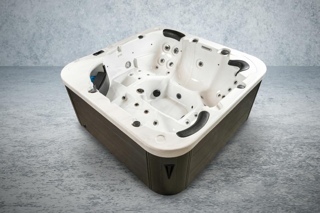 PureHaven American Outdoor-Whirlpool 215x215 cm 5 Personen Rücken- Gesäß- Nacken- & Fußreflexzonenmassage Filtersystem Wasserfall 1650 L