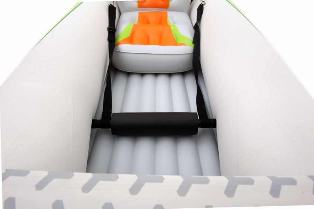 Aqua Marina Kajak 312x83 cm für 1 Person mit Luftsitz verstellbarer Lehne Transporttasche Reparaturset und Handpumpe strapazierfähig Grün-Weiß-Orange