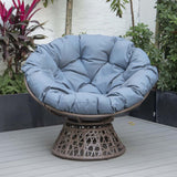PureHaven Lounge Sessel 92x80x80,5 cm aus Rattan Rundkissen drehbar 360 Grad pflegeleicht elegantes Design verstellbare Kunststofffüßchen Braun/Blau