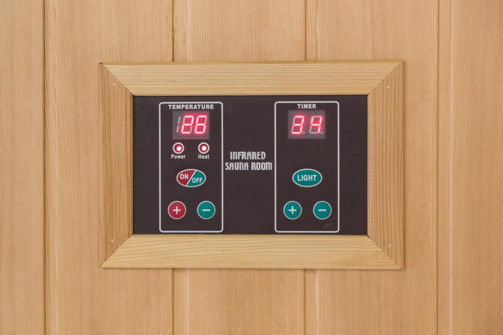 PureHaven Infrarotsauna 160x210x200 cm für 6 Personen Saunaofen aus kanadisches Hemlock-Tannenholz Thermometer Schöpfkelle Saunasteine