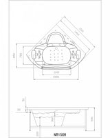 PureHaven Whirlpool 150x150 cm elegantes Design Heizung Lichttherapie Soundsystem Reinigungsprogramm Bluetooth-Soundsystem