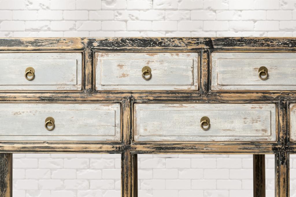 PureHaven Sideboard 154x42x85 cm Vintage Style Unikat aus Vollholz handgefertigt stilvolles Design standsicher und stabil