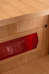 PureHaven Infrarotkabine 150x150x60x120x60 cm aus kanadischem Hemlock-Holz Bluetooth-Soundsystem Lichttherapie in 4 Farben digitale Steuerung