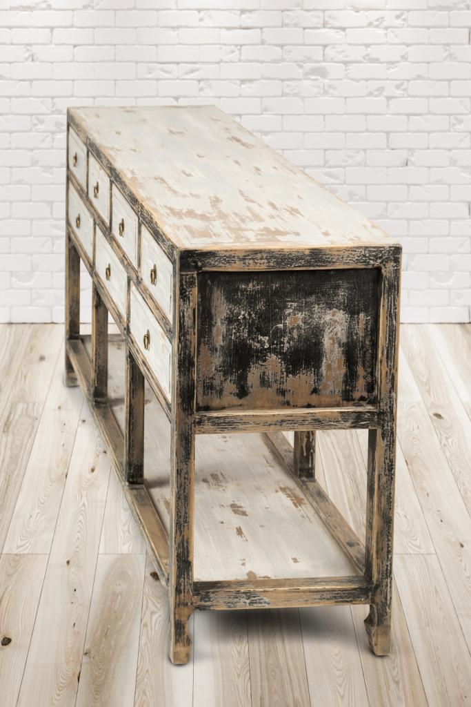 PureHaven Sideboard 154x42x85 cm Vintage Style Unikat aus Vollholz handgefertigt stilvolles Design standsicher und stabil