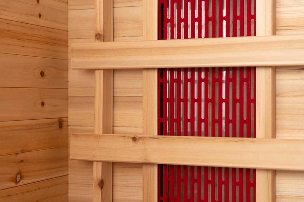 PureHaven Infrarotkabine 153x125x210 cm aus kanadischem Hemlock-Holz Bluetooth-Soundsystem Timer Lichttherapie in 4 Farben digitale Steuerung