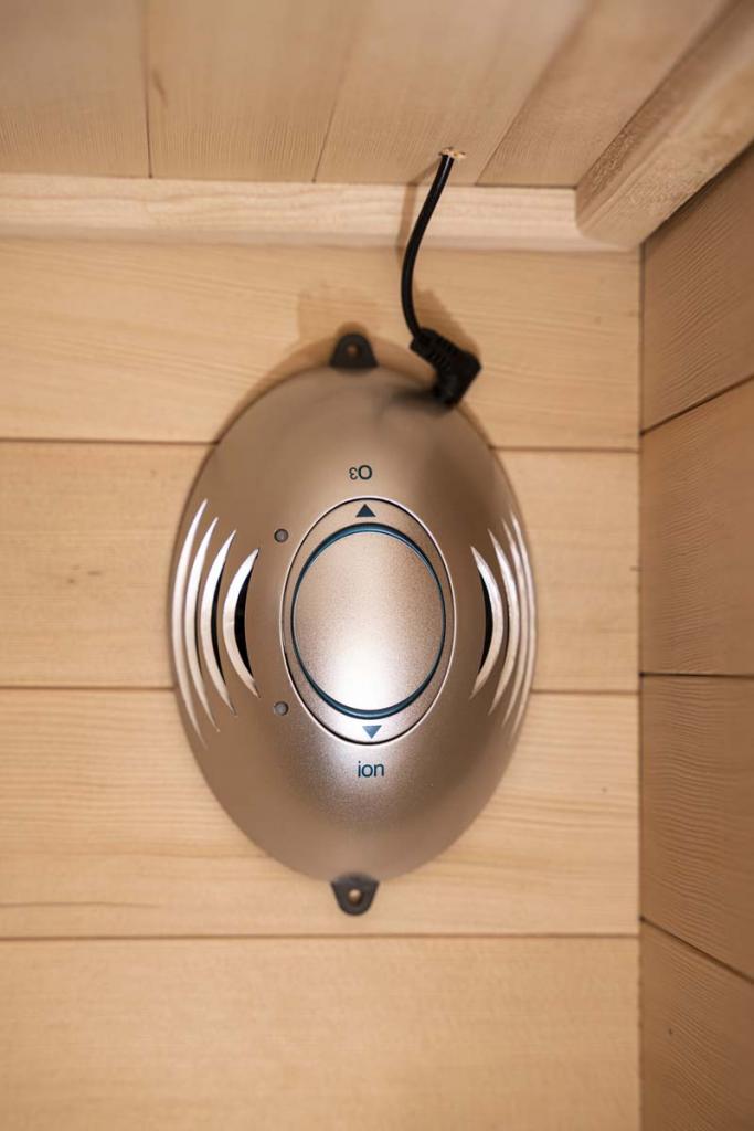 PureHaven Infrarotkabine 90x90x190 cm aus Pacific Coast Hemlock-Holz Bluetooth-Soundsystem Timer Lichttherapie in 4 Farben digitale Steuerung