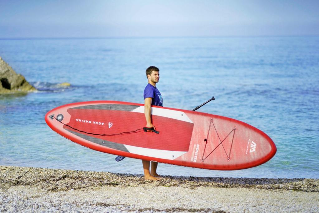 Aqua Marina All-Around SUP Board 366x84 cm mit Reißverschlussrucksack Double Action-Pumpe LIQUID AIR Paddel Einschub-Mittelfinne Sicherheitsleine Rot