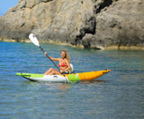 Aqua Marina Kajak 312x83 cm für 1 Person mit Luftsitz verstellbarer Lehne Transporttasche Reparaturset und Handpumpe strapazierfähig Grün-Weiß-Orange