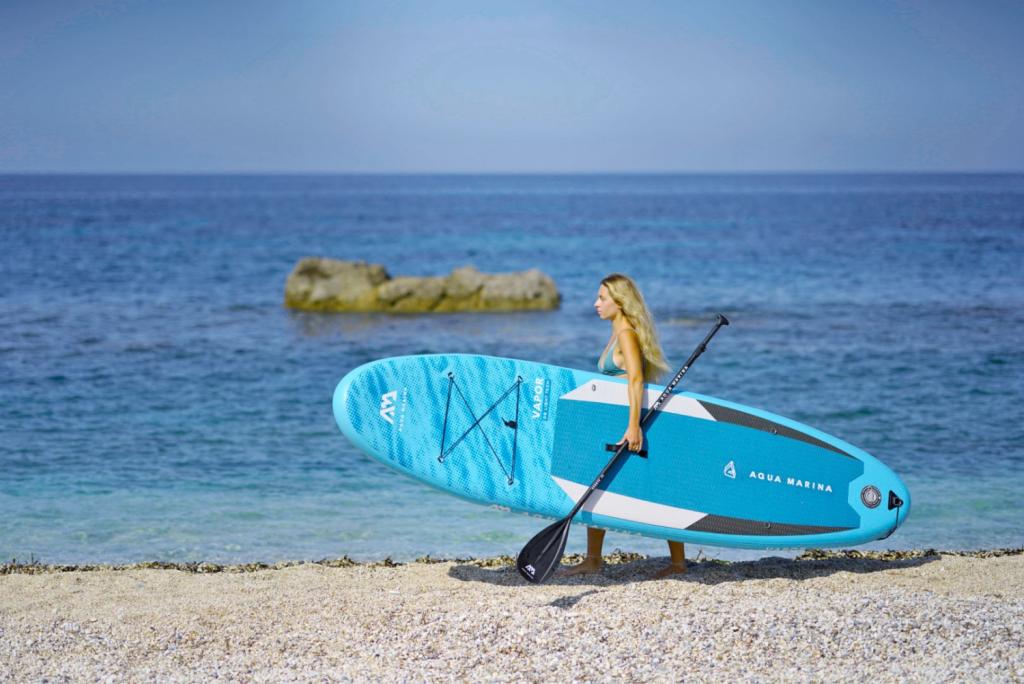 Aqua Marina All-Around SUP Board 315x79 cm mit Reißverschlussrucksack Double Action-Pumpe LIQUID AIR Paddel Einschub-Mittelfinne Sicherheitsleine Blau