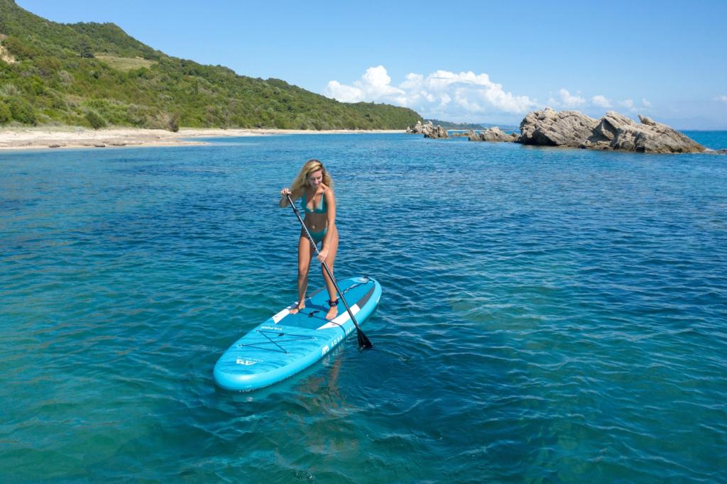 Aqua Marina All-Around SUP Board 315x79 cm mit Reißverschlussrucksack Double Action-Pumpe LIQUID AIR Paddel Einschub-Mittelfinne Sicherheitsleine Blau