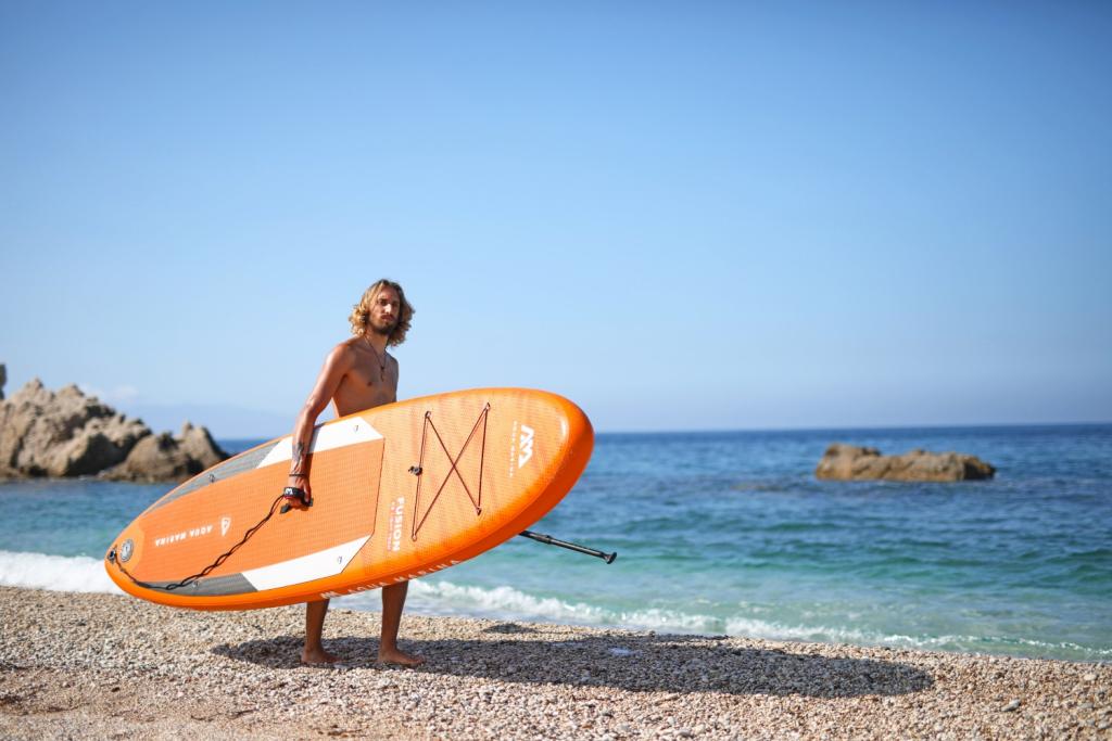 Aqua Marina All-Around SUP Board 330x81cm Reißverschlussrucksack Double Action-Pumpe LIQUID AIR Paddel Einschub-Mittelfinne Sicherheitsleine Orange