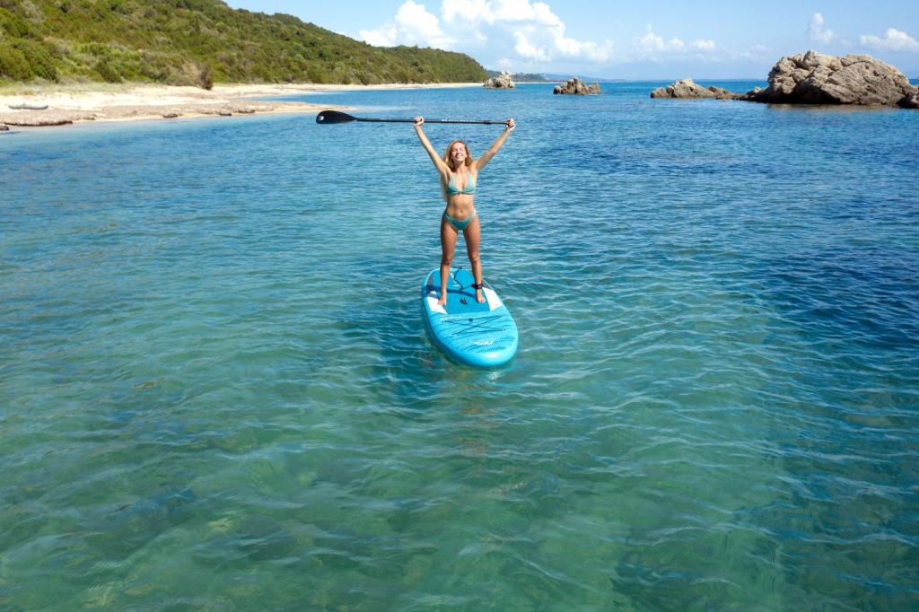 Aqua Marina All-Around SUP Board 315x79 cm mit Reißverschlussrucksack Double Action-Pumpe LIQUID AIR Paddel Einschub-Mittelfinne Sicherheitsleine Blau
