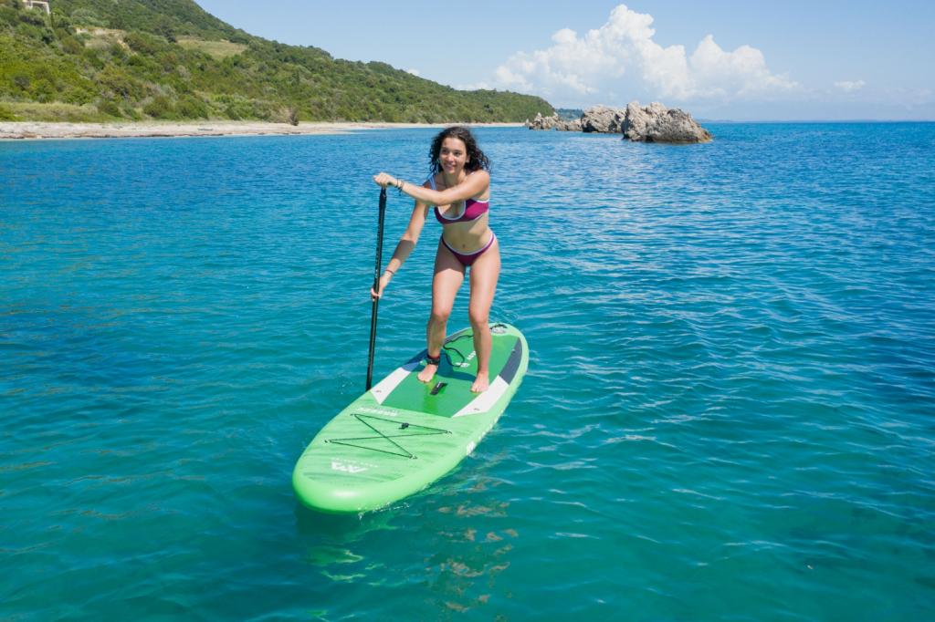 Aqua Marina All-Around SUP Board 300x76cm mit Reißverschlussrucksack Double Action-Pumpe LIQUID AIR Paddel Einschub-Mittelfinne Sicherheitsleine Grün