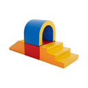 Bunte Spielmatte mit Tunnel und Rampen für Kinderaktivitäten