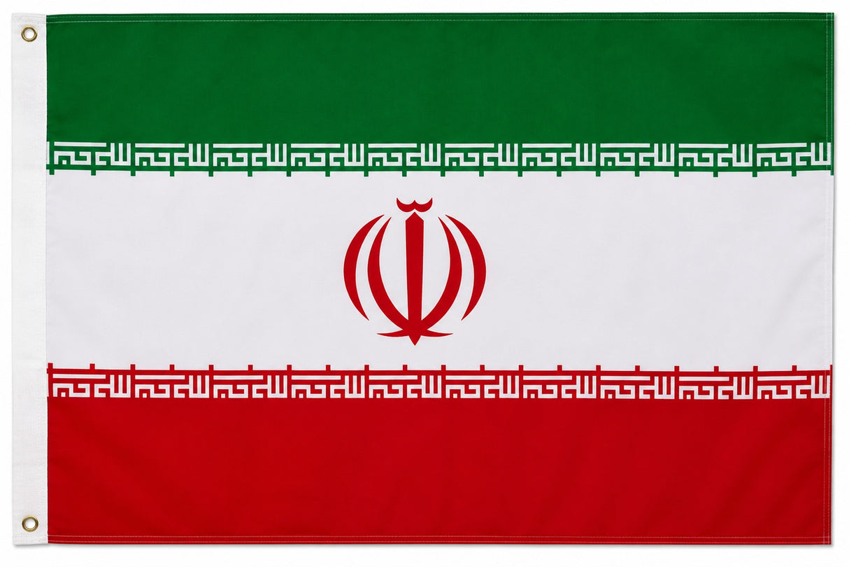 XXL Flagge Iran 250 x 150 cm Fahne mit 3 Ösen 100g/m² Stoffgewicht Hissflagge Hissen