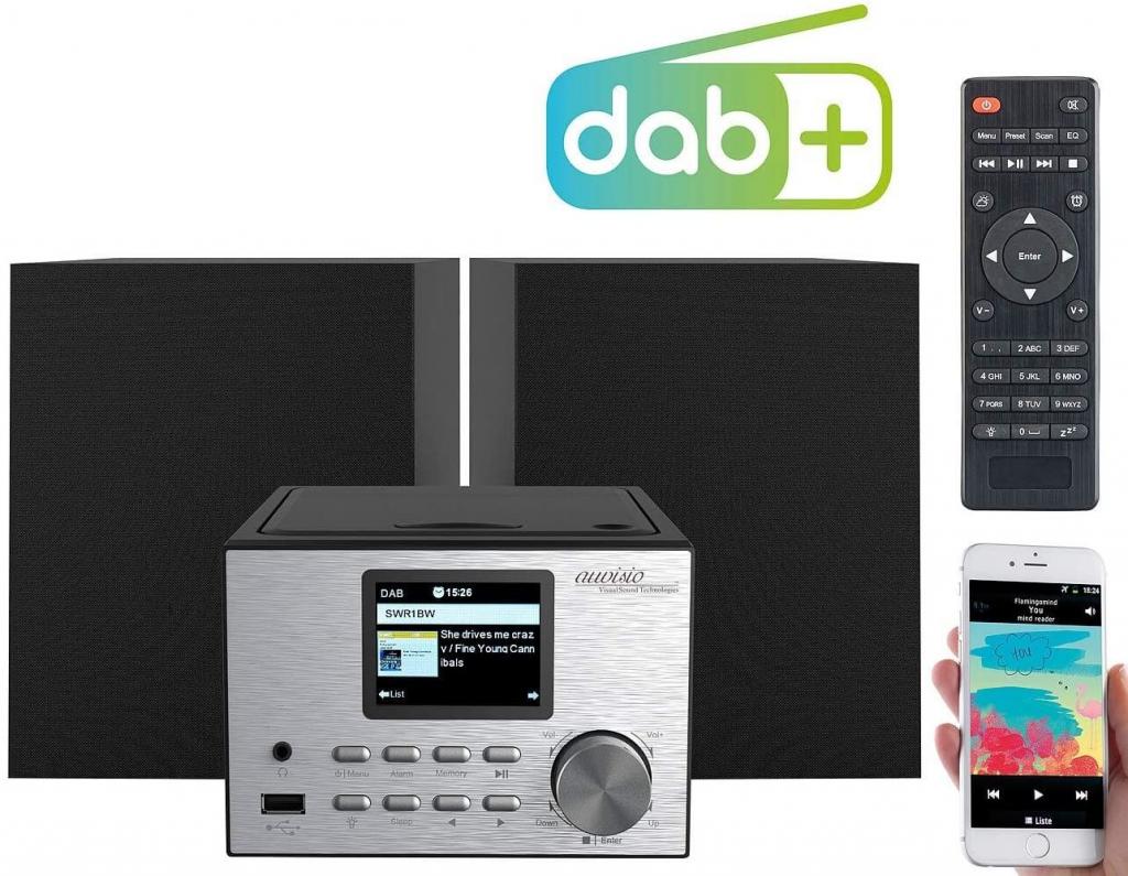 auvisio IRS-500.mini Micro-Stereoanlage mit Webradio, DAB+, FM, CD, Bluetooth, USB, 60 Watt