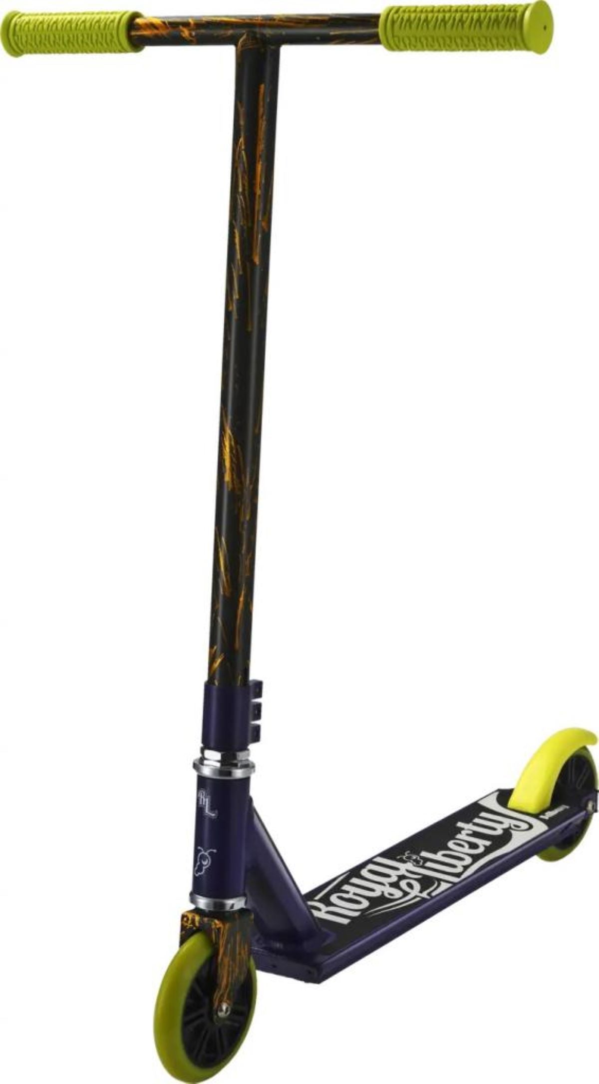 JD Bug Freestyle Stunt Scooter Royal Liberty lila gelb Tretroller Stuntroller bis 100kg belastbar