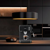 Jocca Espressomaschine Schwarz 850W – 20 Bar Druck, 1,8L Tank, Milchaufschäumer, Edelstahl
